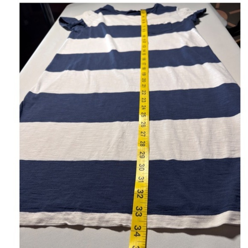 Polo Ralph Lauren Striped T-Shirt Dress M Navy White Cotton Nautical Pocket - Picture 5 of 10